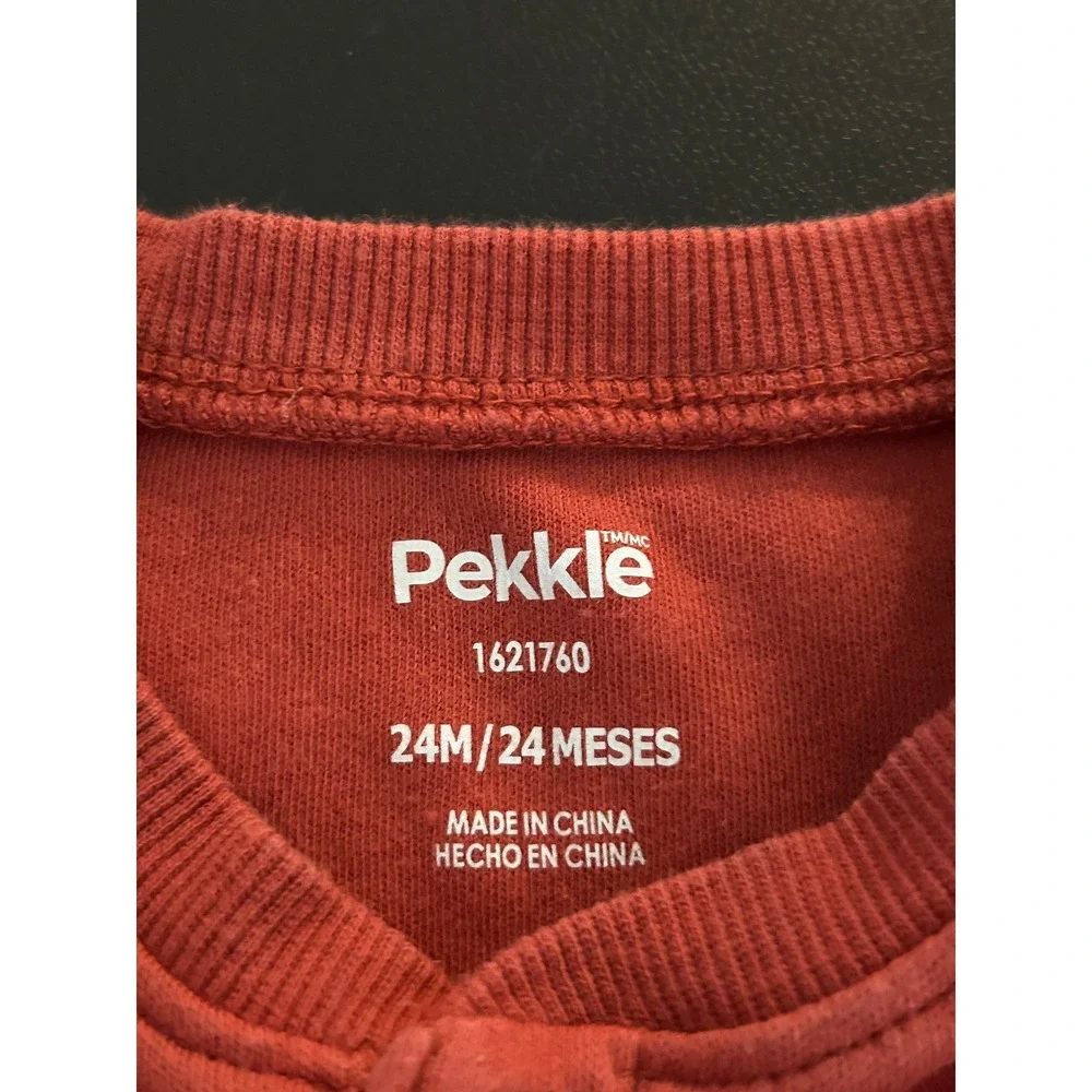 Pekkle Baby Boys Red Elephant Henley Long Sleeve Bodysuit 24M 1337